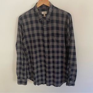 Club Monaco Men’s Dress Shirt, large, blue & grey plaid